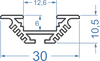 Алюмінієвий світлодіодний профіль 30x10.5 Анод чорн.
