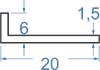Алюмінієвий кутник різносторонній 20x6x1.5 Анод