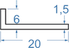 Алюмінієвий кутник різносторонній 20x6x1.5 б.п.