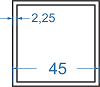 Алюмінієва труба квадратна 45x45x2.25 б.п.