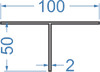 Алюмінієвий тавр 100x50x2 Анод