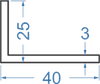 Алюмінієвий кутник різносторонній 40x25x3 Анод