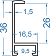 Алюмінієвий рамковий профіль 36x16.5 б.п.
