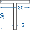 Алюмінієвий тавр 30x30x2 Анод