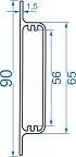 Алюмінієвий корпусний профіль 90x65 б.п.