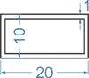 Алюмінієва труба прямокутна 20x10x1 б.п.