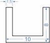 Алюмінієвий швелер 10x8x1.5 Анод
