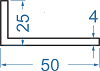 Алюмінієвий кутник різносторонній 50x25x4 б.п.