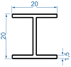 Алюмінієвий двотавр 20x20x1.5 мм Анод