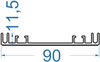 Алюмінієвий профіль для лайтбоксів 90x11.5 Анод