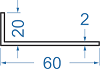 Алюмінієвий кутник різносторонній 60x20x2 Анод
