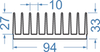 Алюмінієвий радіаторний профіль 94x33 Анод