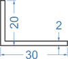 Алюмінієвий кутник різносторонній 30x20x2 Анод