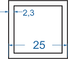 Алюмінієва труба квадратна 25x25x2.3 Анод 6082