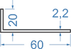 Алюмінієвий кутник різносторонній 60x20x2.2 Анод