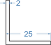 Алюмінієвий кутник рівносторонній 25x25x2 б.п.