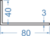Алюмінієвий кутник різносторонній 80x40x3 б.п.