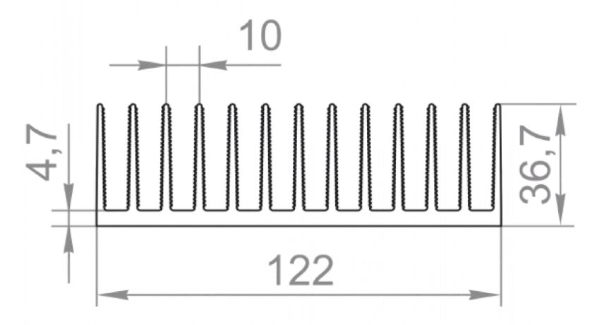 Алюмінієвий радіаторний профіль 122x36.7 рифлений б.п. Алюмінієвий радіаторний профіль 122x36.7 рифлений б.п.
