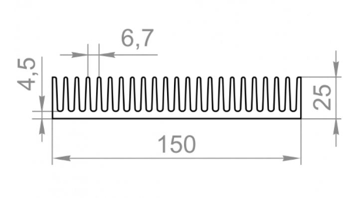 Алюмінієвий радіаторний профіль 150x25 б.п.