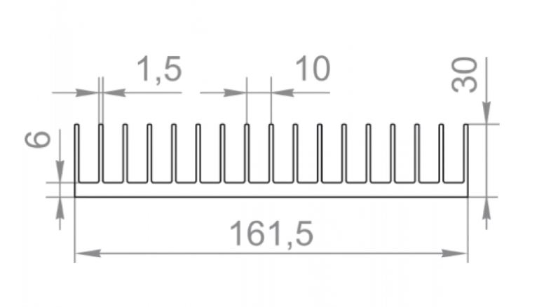 Алюмінієвий радіаторний профіль 161.5x30 б.п.