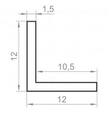 Алюмінієвий кутник рівносторонній 12x12x1,5 б.п.