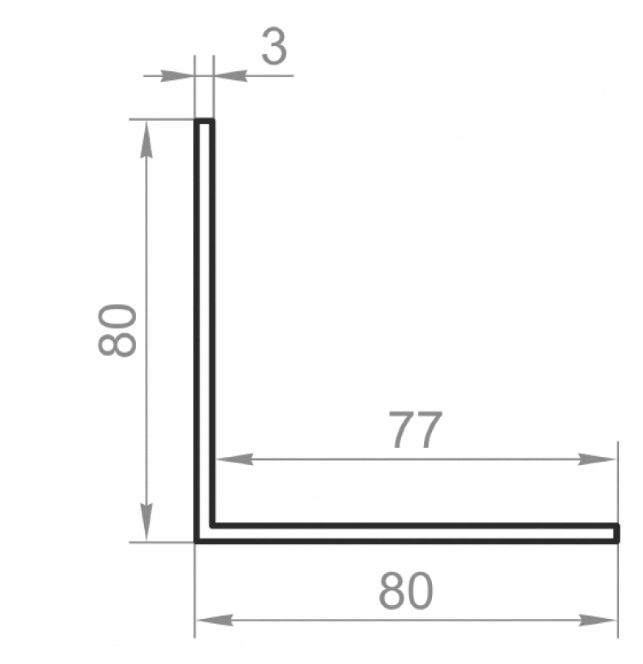 Алюмінієвий кутник рівносторонній 80x80x3 б.п.