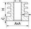Вкладиші (заглушки) квадратні з внутрішньою різьбою