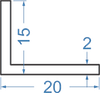 Алюмінієвий кутник різносторонній 20x15x2 б.п.