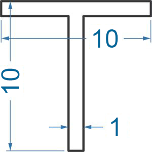 Алюмінієвий тавр 10x10x1 б.п.